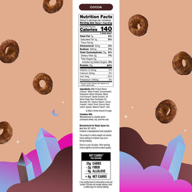 Magic Spoon Cocoa cereal packaging with nutrition highlights.