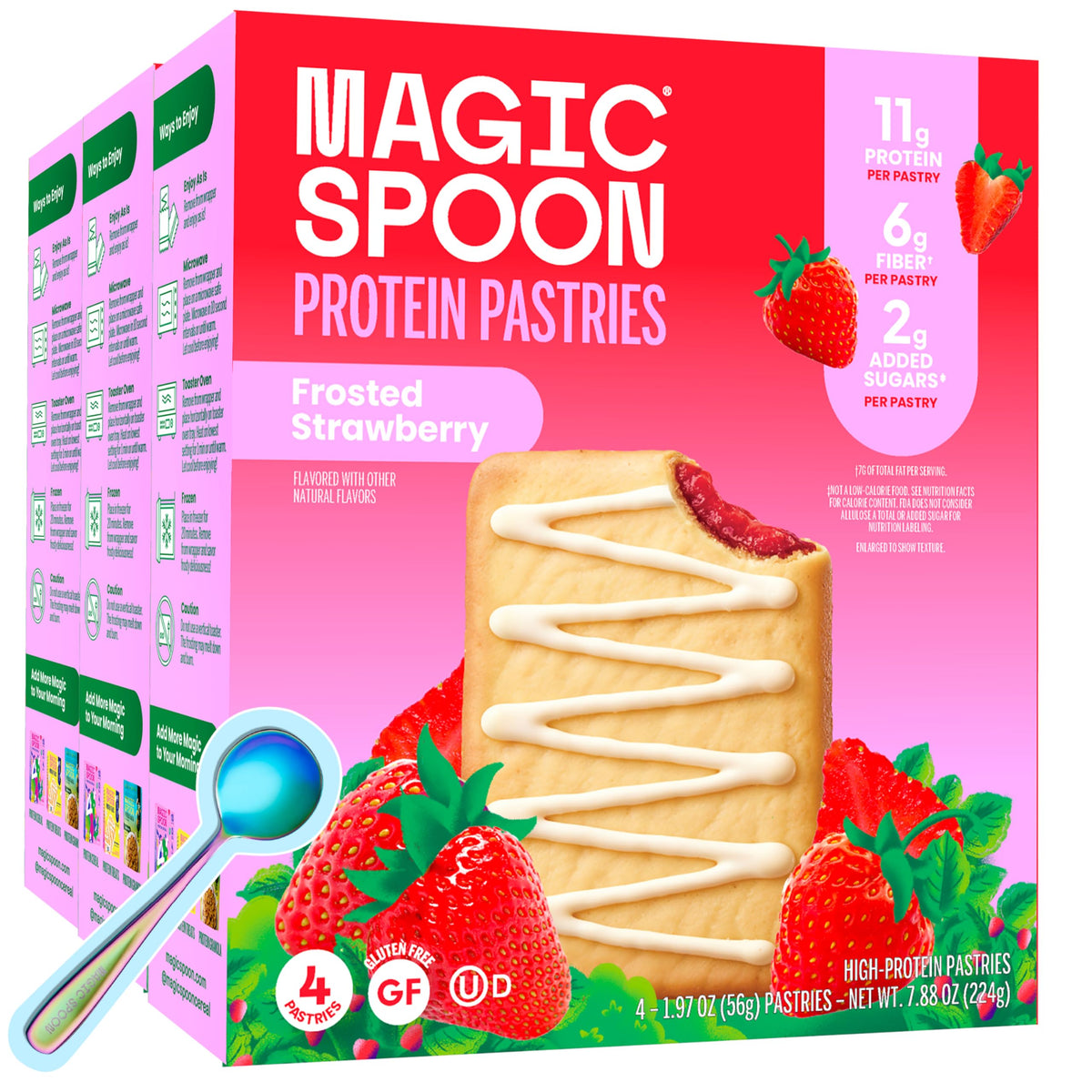 Magic Spoon Frosted Strawberry pastries pack front showing the product and branding