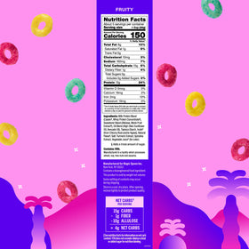 Magic Spoon Fruity cereal packaging highlights gluten-free, sugar-free, keto-friendly features.
