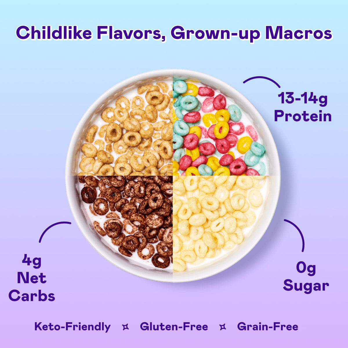 Magic Spoon Fruity flavor cereal bowl with crisp texture and gluten-free crunch