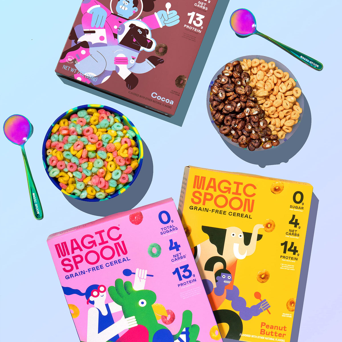 Magic Spoon gluten-free grain-free ingredients close-up for breakfast.