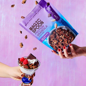 Magic Spoon granola packaging box with four flavors 8 oz