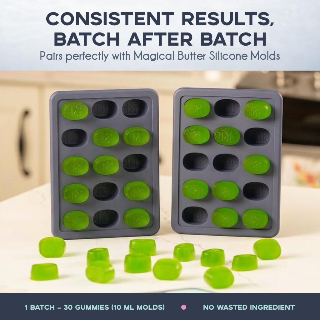 Magical Butter gummy-closeup image showcases bright lime flavor and smooth texture.