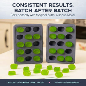 Magical Butter gummy-closeup image showcases bright lime flavor and smooth texture.