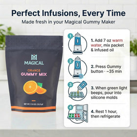 MAGICAL BUTTER gummy-dispense-to-molds demonstrates consistent pours for uniform gummies.
