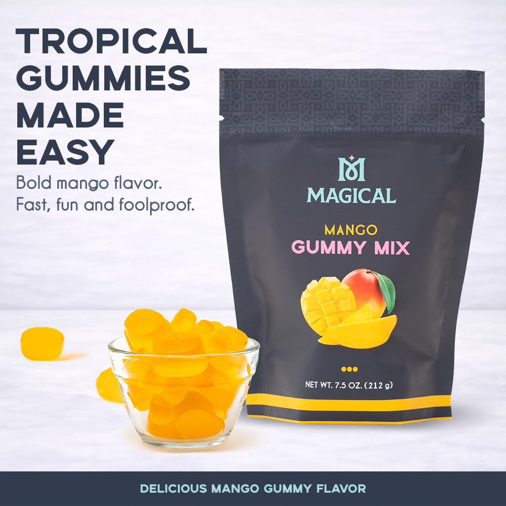 Magical Butter Mango Gummy Mix pour demonstrates quick setup for clean gummy filling