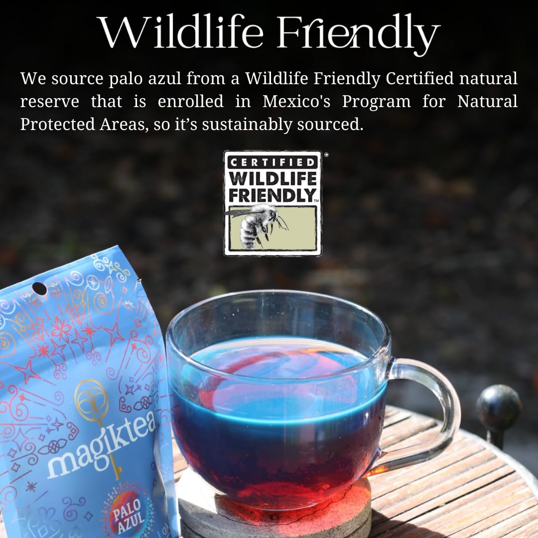 Magiktea Palo Azul caffeine-free tea offers a silky, earthy flavor for evening enjoyment.