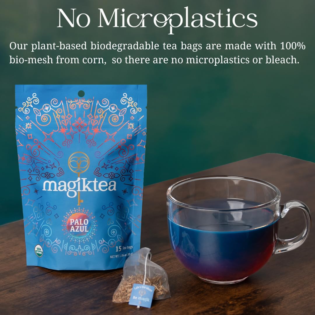 Magiktea Palo Azul caffeine-free tea delivers earthy, mellow notes