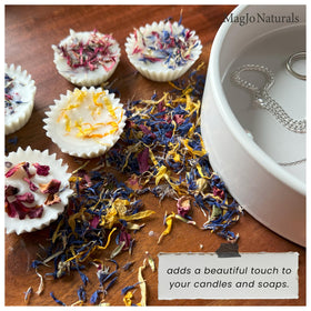 Cake garnish with MagJo Naturals petal blend adds color and whimsy.