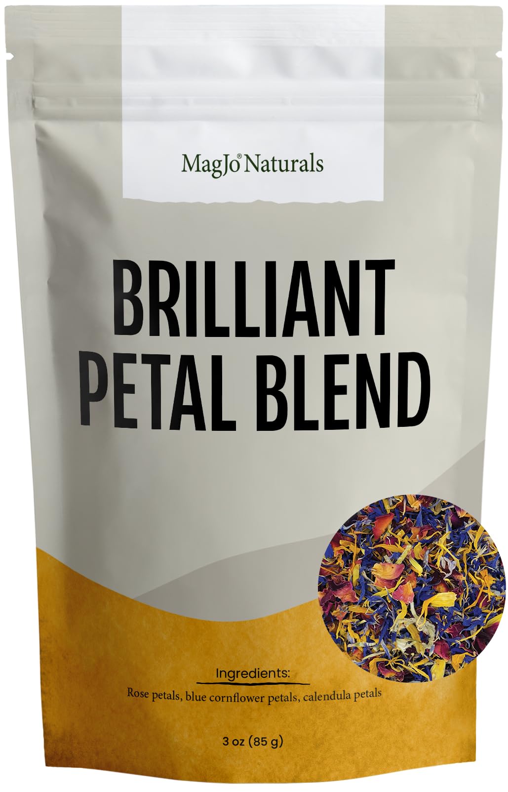 MagJo Naturals Calendula petals closeup shows vibrant color and all-natural quality.