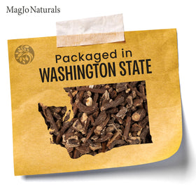 MagJo Naturals dandelion root tea ready to brew with a rich aroma