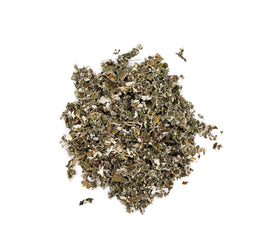 MagJo Naturals dried raspberry leaves closeup showing cut and sifted texture