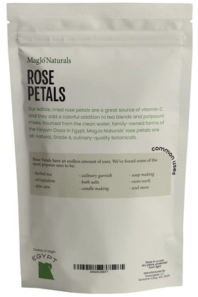 MagJo Naturals dried rose petals in a bowl ready for use.