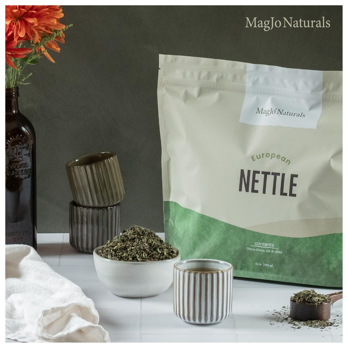 Wild-harvested nettle leaves from Eastern Europe with earthy aroma