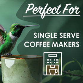 Magnum Exotics Blue Mountain Blend pod in cup highlighting smooth, balanced flavor.