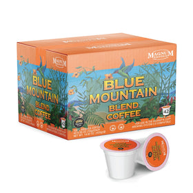 Magnum Exotics Blue Mountain Blend pod pack showcasing convenient single-serve coffee.
