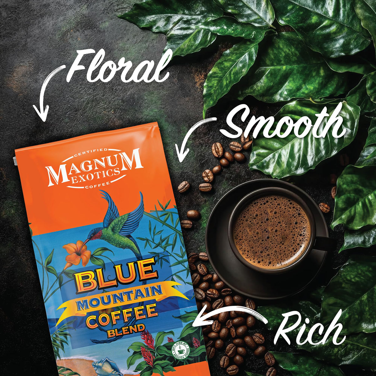 Magnum Exotics Blue Mountain Blend small-batch roast with smooth body