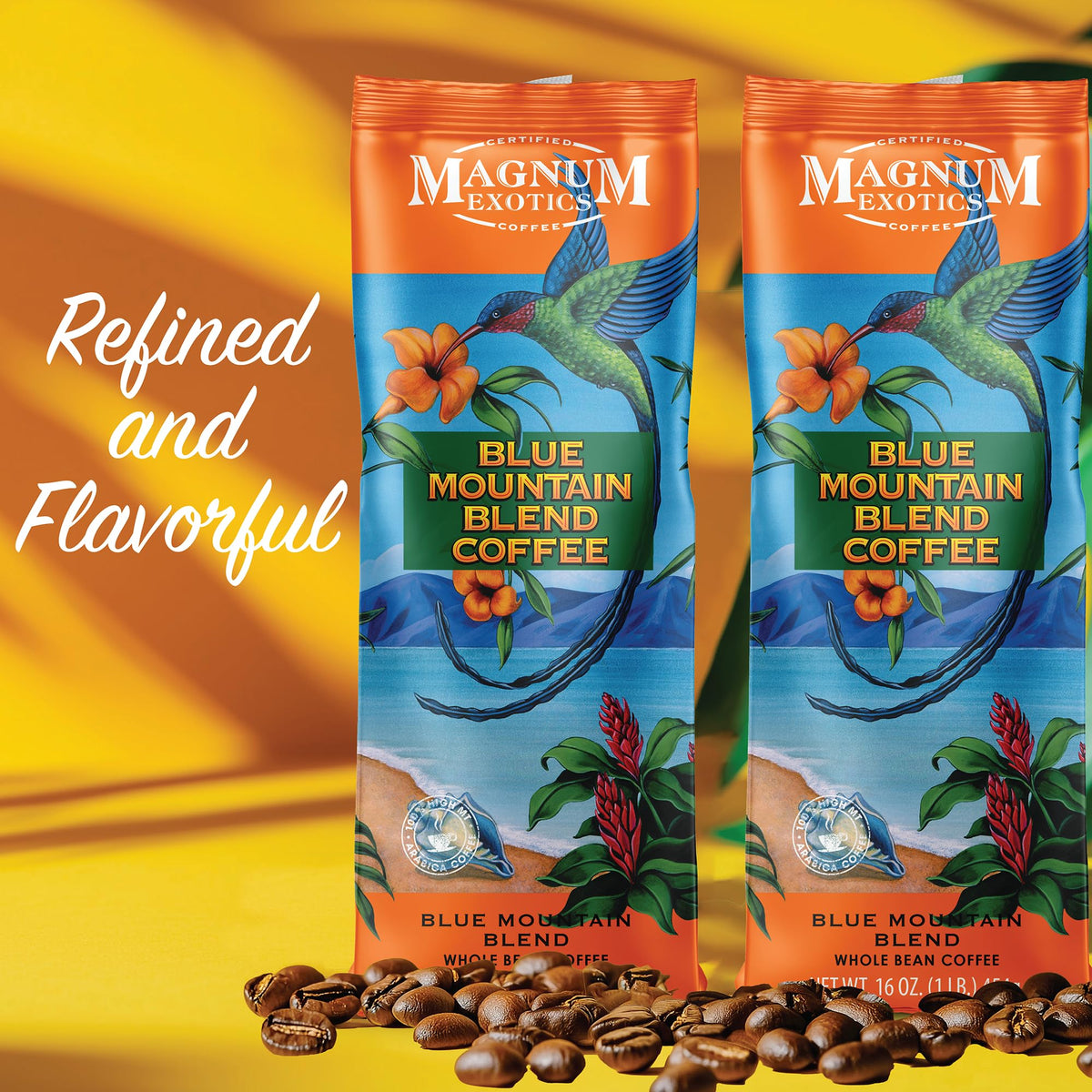 Magnum Exotics Blue Mountain fresh roast reveals sweet aromas in a cup.
