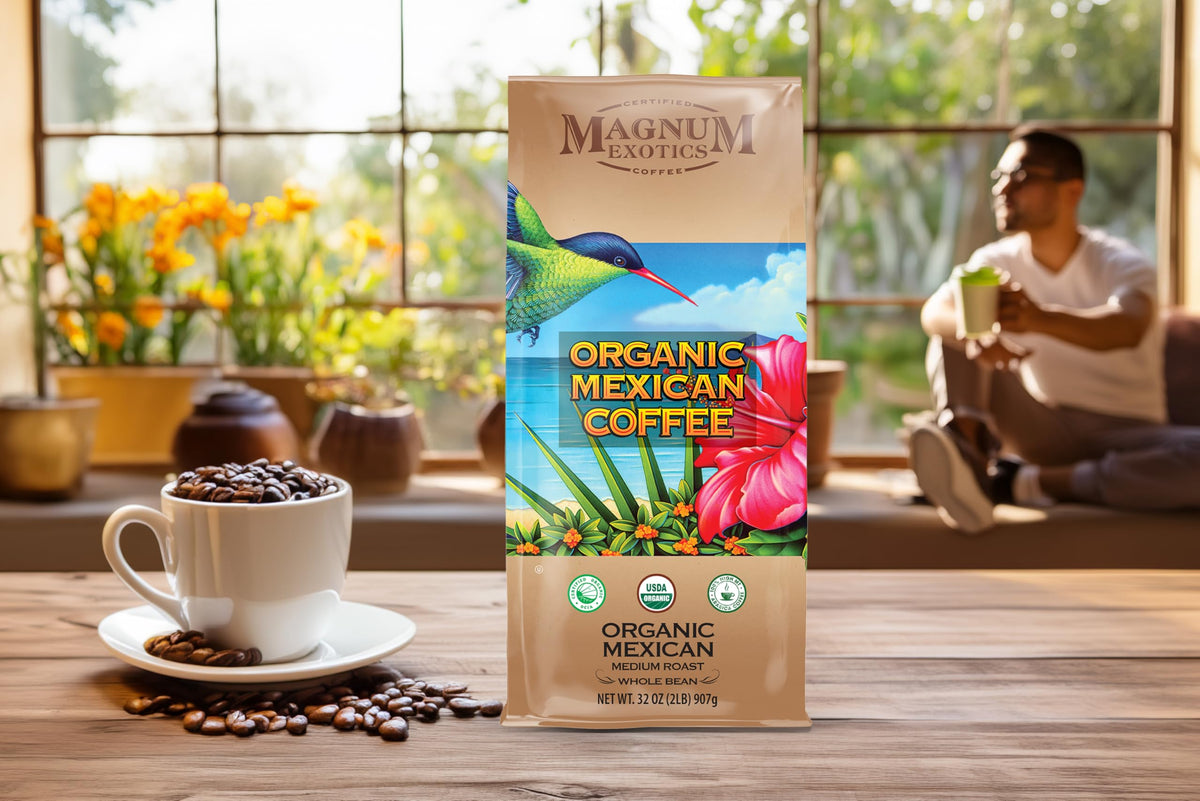 2 lb packaging image for daily brewing with Magnum Exotics Mexican Coffee.