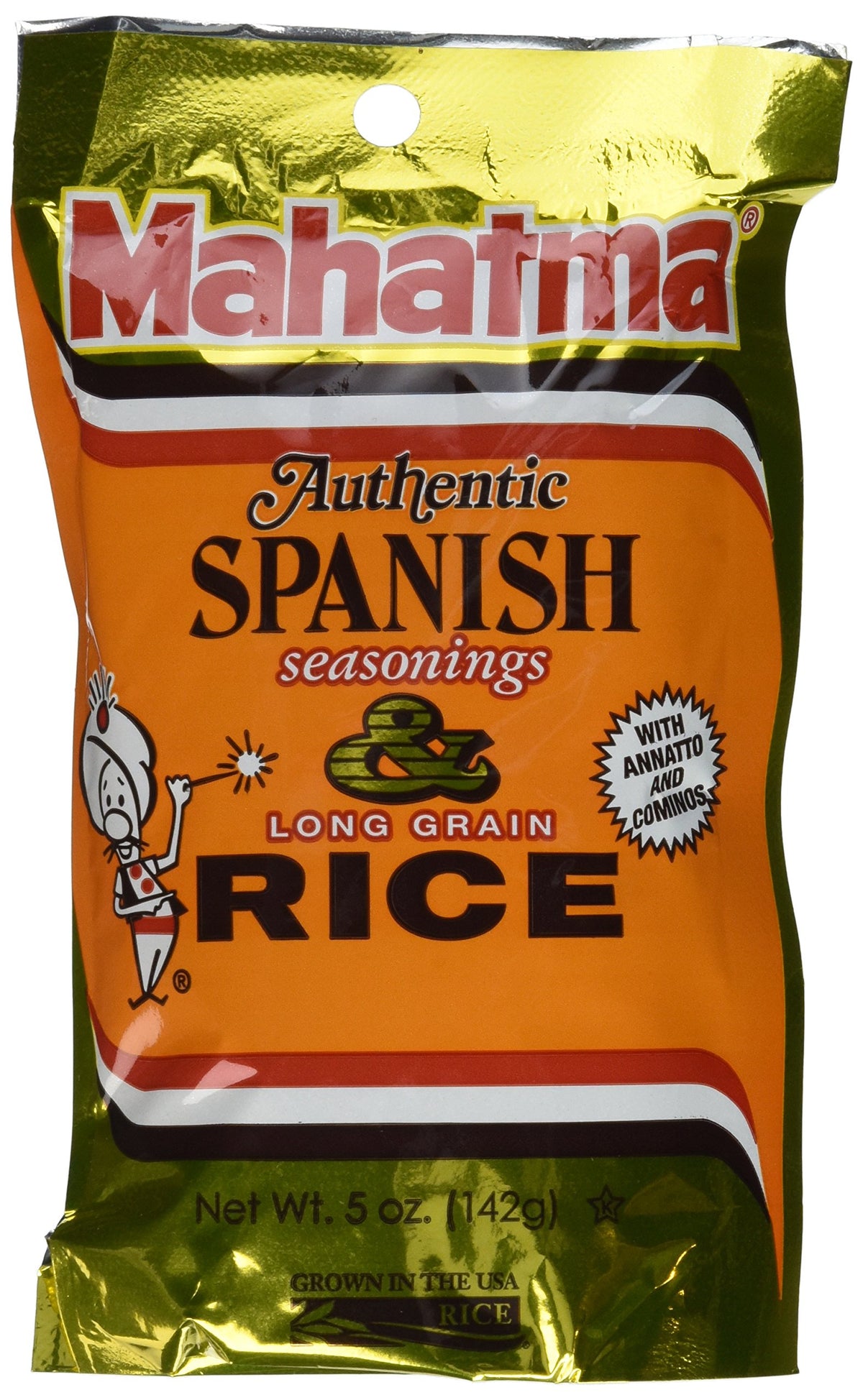 Mahatma Authentic Spanish Rice 5oz bag; ideal base for weeknight meals.