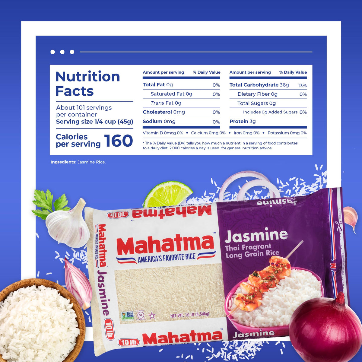 Mahatma Jasmine Cambodian dish featuring fragrant rice as a versatile base.