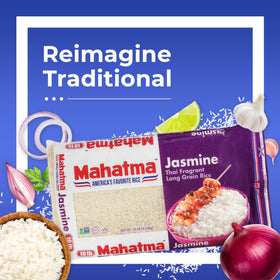 Mahatma Jasmine steaming rice bowl highlighting fluffy grains for weeknight dinners.