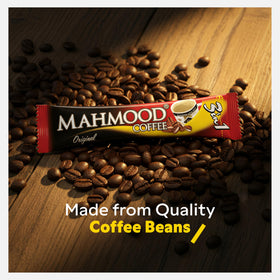 Mahmood 3 in 1 coffee stick dissolving in hot water for a quick start.