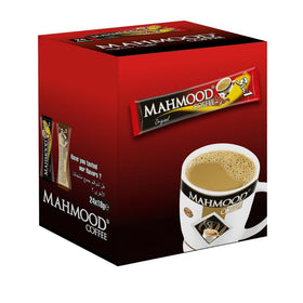 Mahmood Coffee 3 in 1 sticks showcase individual servings ready to brew.