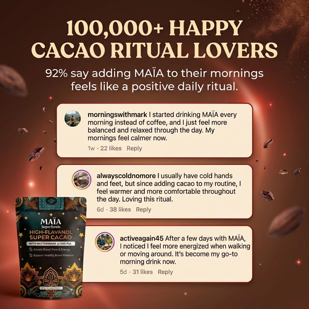 Maia Ceremonial Cacao flavanol graphic illustrates circulatory support potential.