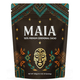 Maia Ceremonial Cacao powder packshot shows pure organic quality for clean energy.