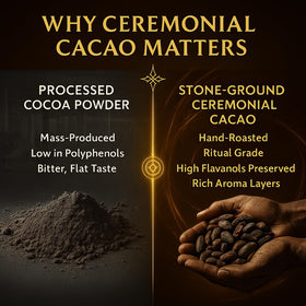 Smoothie blended with Maia Ceremonial Cacao powder for a vibrant, energizing color.