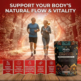 Maia Ceremonial Cacao purity label signals vegan and non-GMO ingredients.