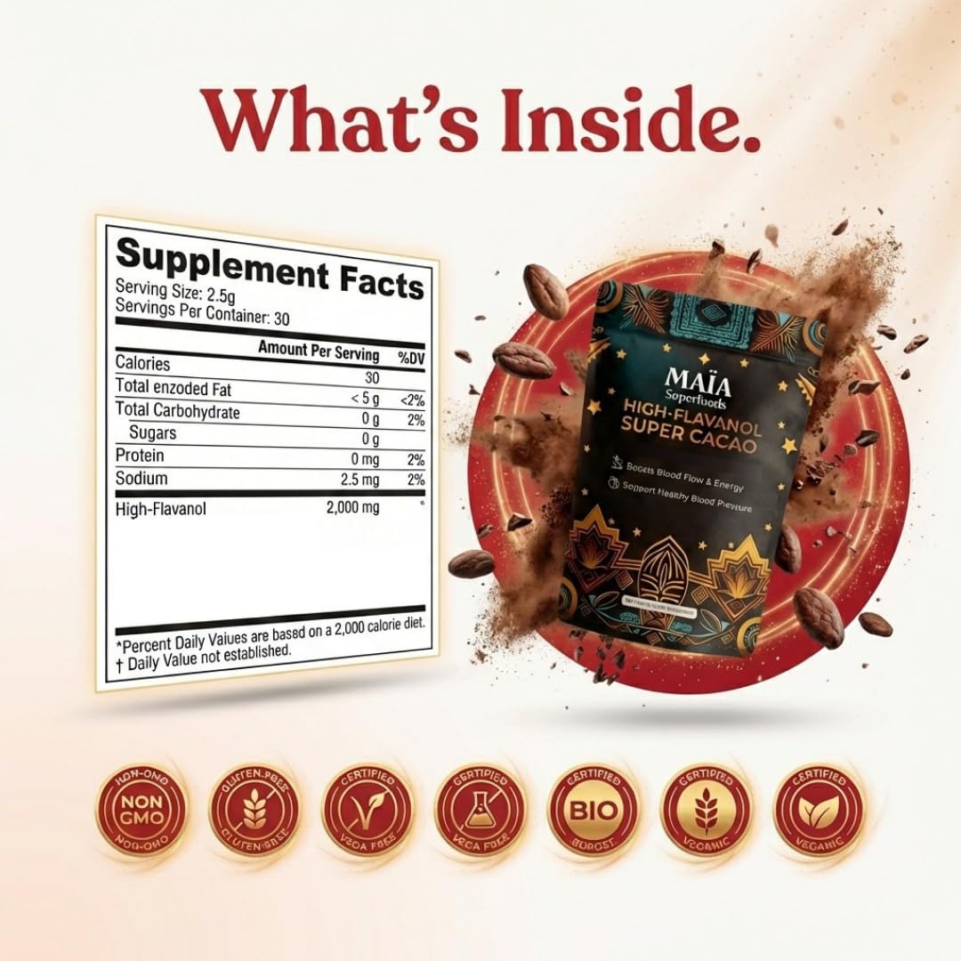 Maia Ceremonial Cacao scoop measure emphasizes convenient daily portions for rituals.