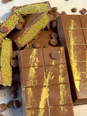 Mai Chocolate phyllo crunch texture reveals Kunafeh-inspired bite with crisp contrast.