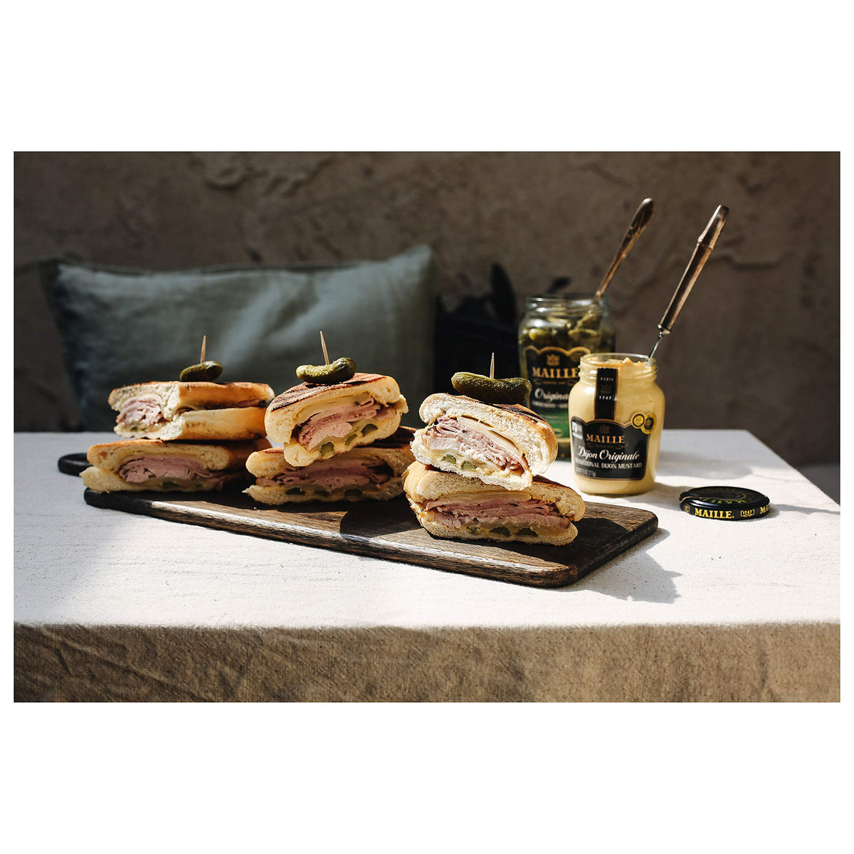 Maille Dijon Originale label closeup showcases premium quality for recipes