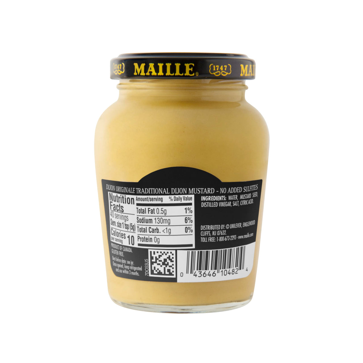 Maille Dijon Originale No Added Sulfites bottle pour, enhancing marinades.
