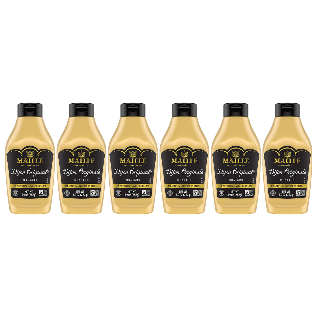 Maille Dijon Originale squeeze bottle pour highlights creamy texture ideal for sauces