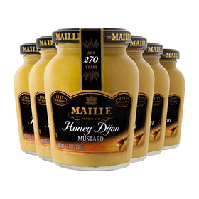 Maille Honey Dijon bottle front view enhances vinaigrettes with honeyed Dijon sweetness