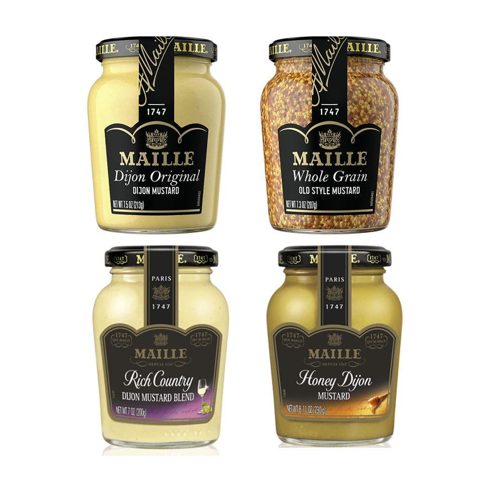 Maille Mustard Variety Pack bottle close-up for versatile flavor boosters.