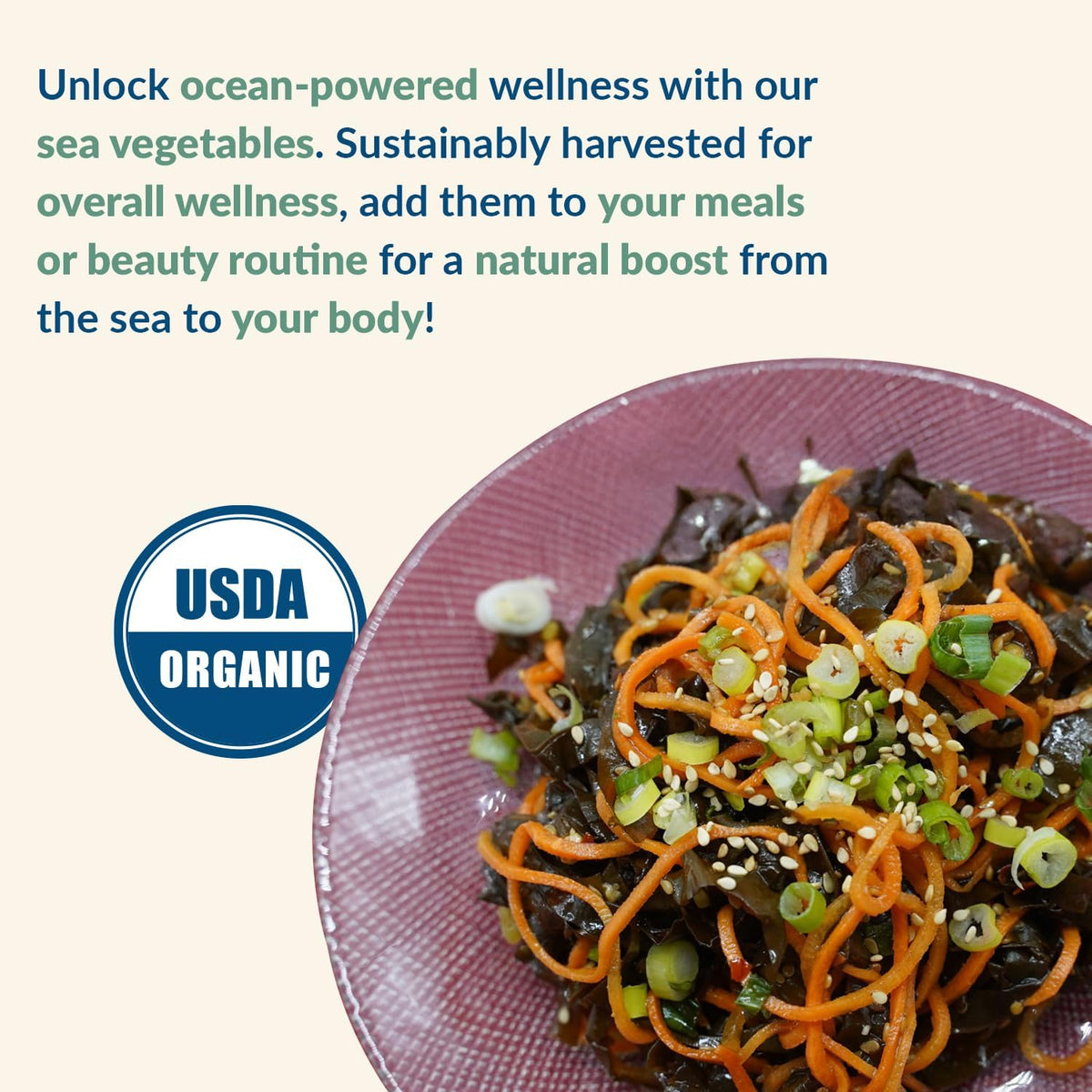 Maine Coast Sea Vegetables dulse flakes close-up, protein-rich flavor booster.