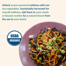 Maine Coast Sea Vegetables dulse flakes close-up, protein-rich flavor booster.