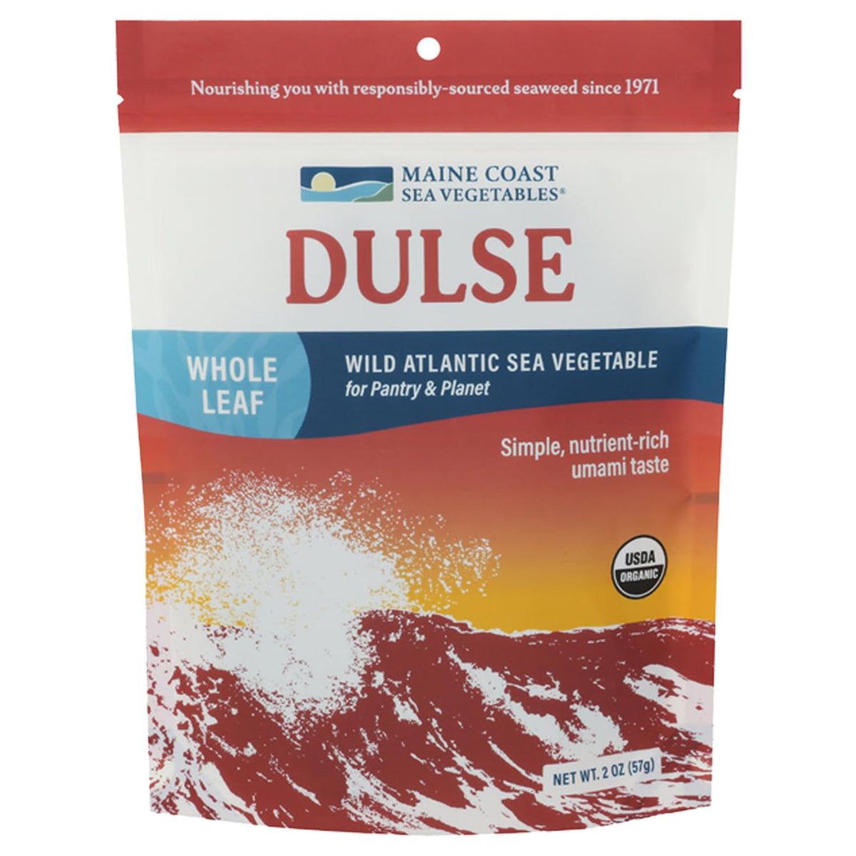 Maine Coast Sea Vegetables dulse whole leaf in bag adds savory flavor to salads