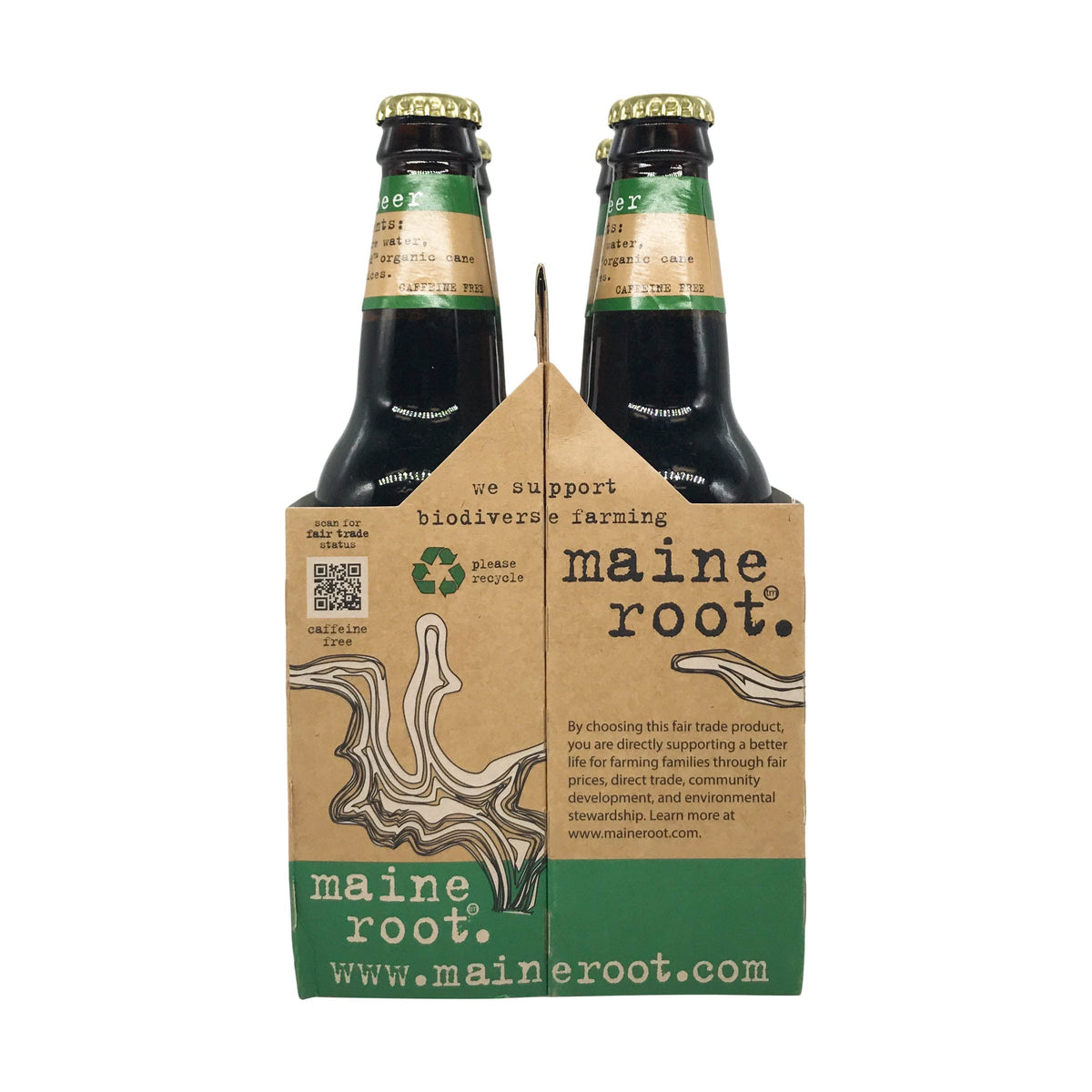Maine Root Organic Sugar label close-up showing fair trade certification.