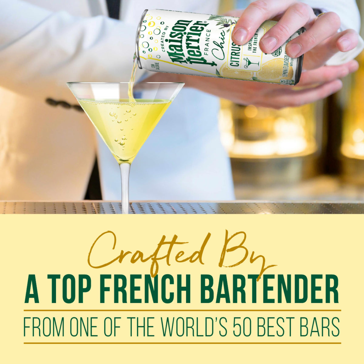 Maison Perrier Chic Citrus Fizz citrus-slice garnish highlights zest.