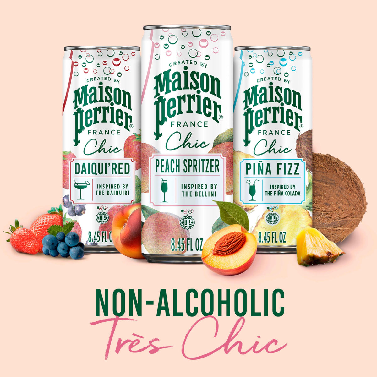 Bar setting with Chic Peach Spritzer as non-alcoholic option.