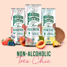 Bar setting with Chic Peach Spritzer as non-alcoholic option.