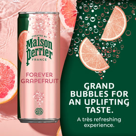 Close-up of Maison Perrier Forever Grapefruit bubbles highlighting crisp citrus aroma