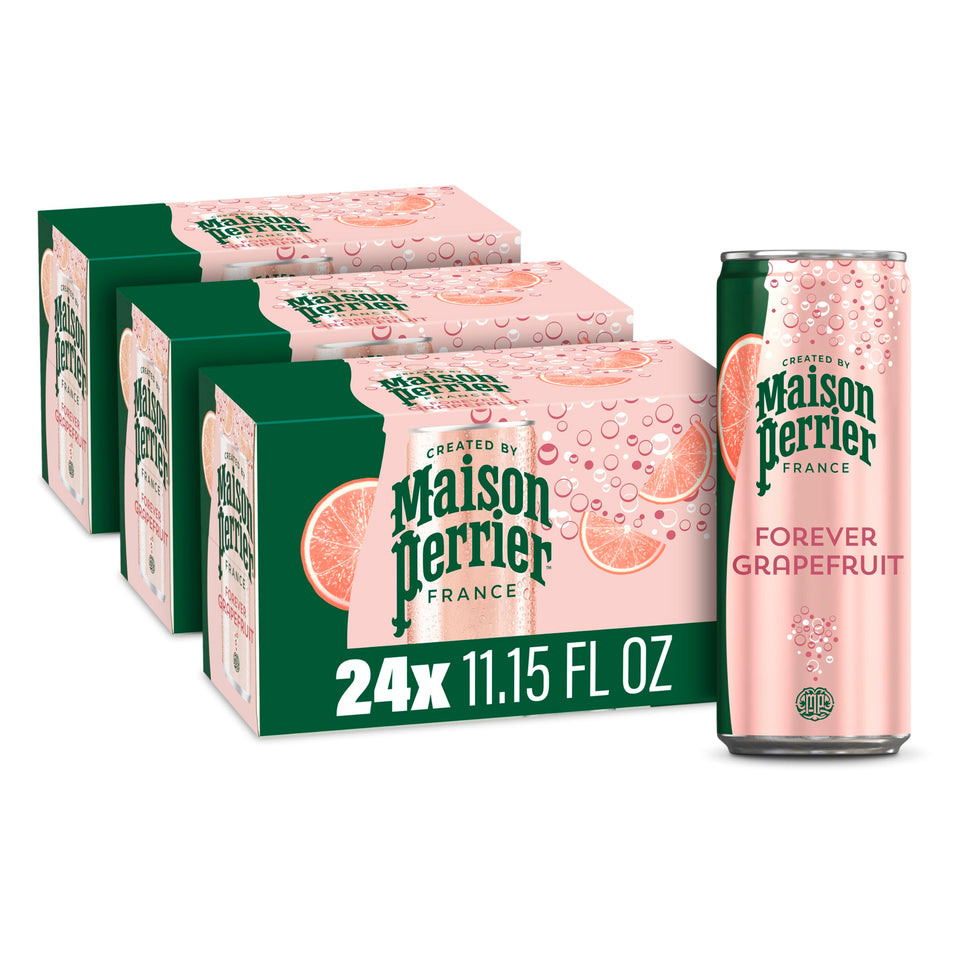 Maison Perrier Forever Grapefruit can showing bold bubbles for a refreshing sip
