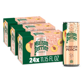 Maison Perrier Forever Peach bottle with bright bubbles on the label.