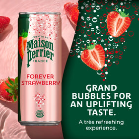 Maison Perrier Forever Strawberry cans front view with bright aroma.